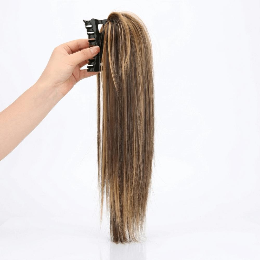 Ciocche per coda di cavallo in fibra sintetica con clip, mezza acconciatura, nuova extension per capelli per donna