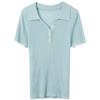 Sancai Plus Size Linen Lyocell Button-Down Knit Top