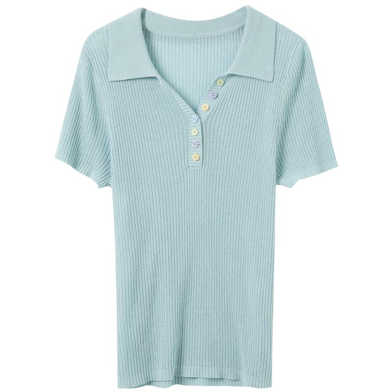Sancai Plus Size Linen Lyocell Button-Down Knit Top L