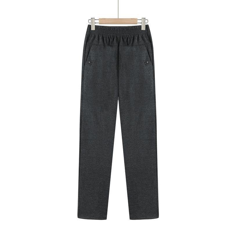 High Waist Plus Velvet Pants - Autumn/Winter Loose Fit for Mid-aged & Elderly Women