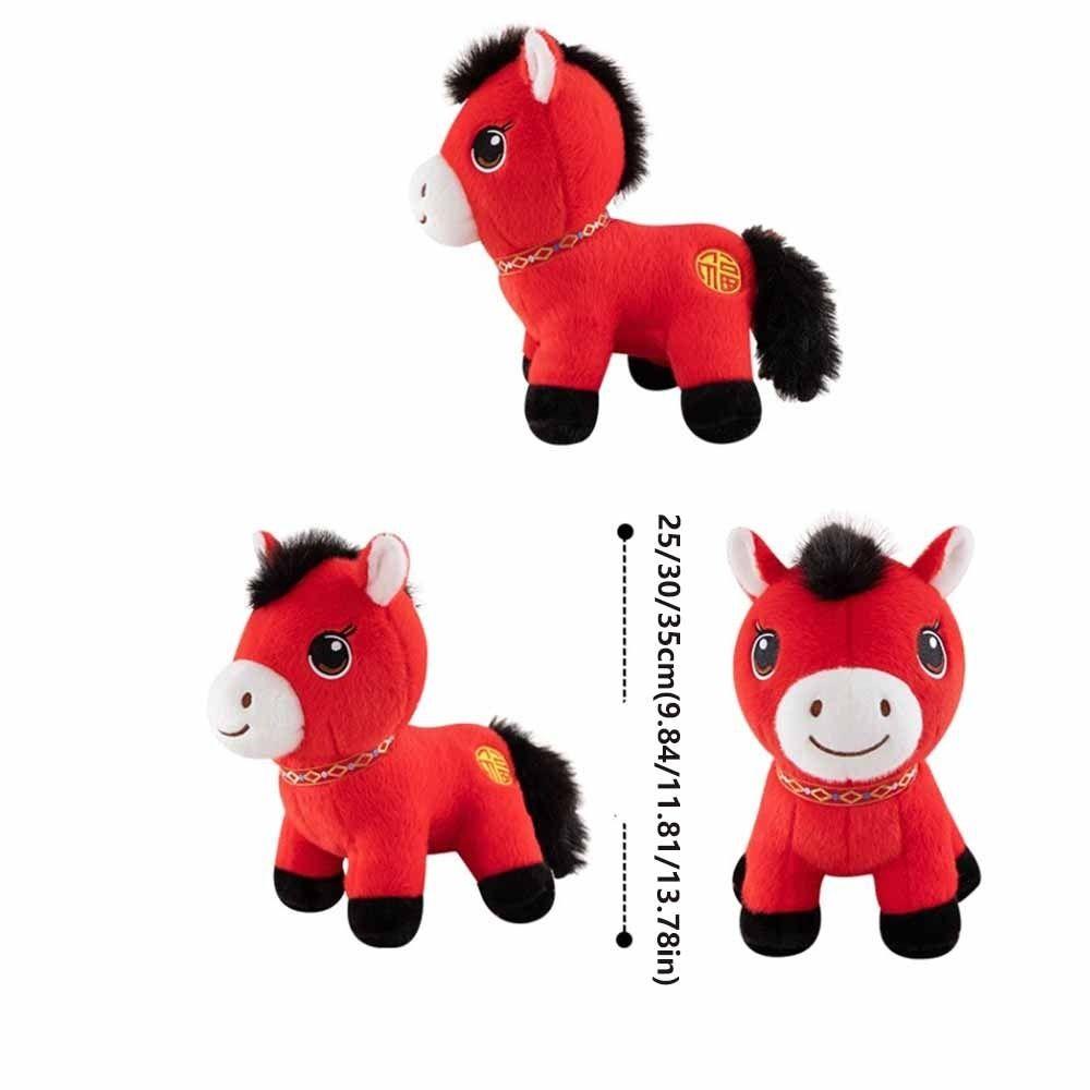 Cozy Embroidery Fabrics Simulation Stuffered Pony Doll Zodiac Pony Figurine New Year Mascot