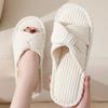 Fashion Indoor Soft Solid Cotton Slipper Woman Winter 2025 Casual Open Toe Flat Slippers Women Cross Strap Corduroy Cotton Slides Mujer