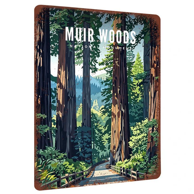 Muir Woods National Monument Redwood Forest Landscape Custom Metal Wall Art Decorative Painting 20x30cm（7.8x11.8inch）