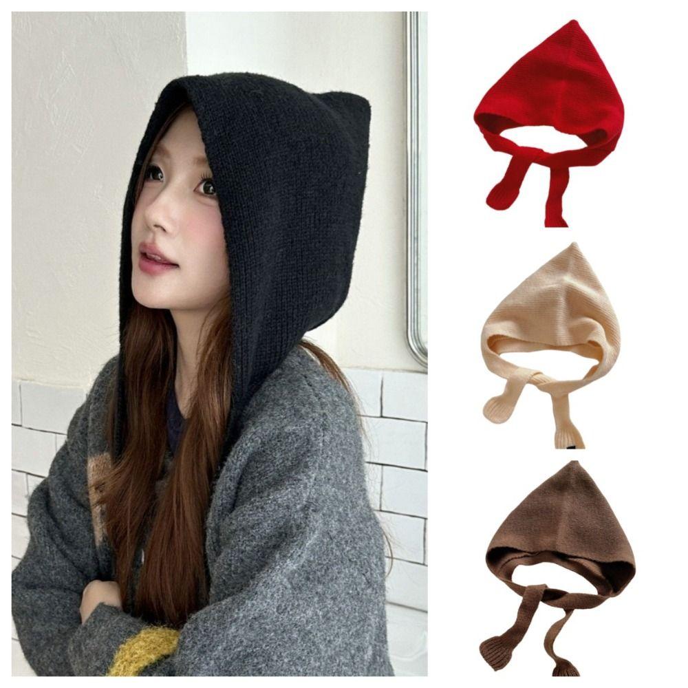 Soft Balaclava Cap Korean Style Knitted Beanies Hats Vintage Scarf Hat  Outdoor