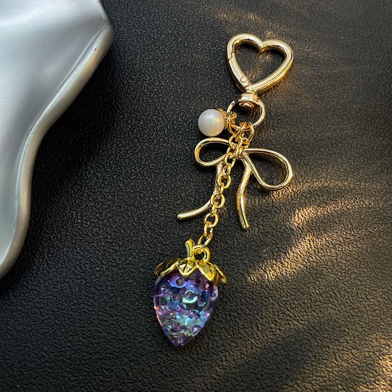 

Yogodlns Cute Strawberry Bag Charms Heart Bow Handbag Chains Accessories Decor for Girls Purse Pendant Gift one size фіолетовий