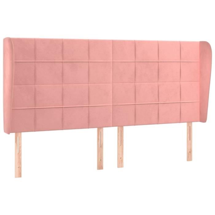 3118027 vidaXL Tête de lit avec oreilles Rose 203x23x118-128 cm Velours