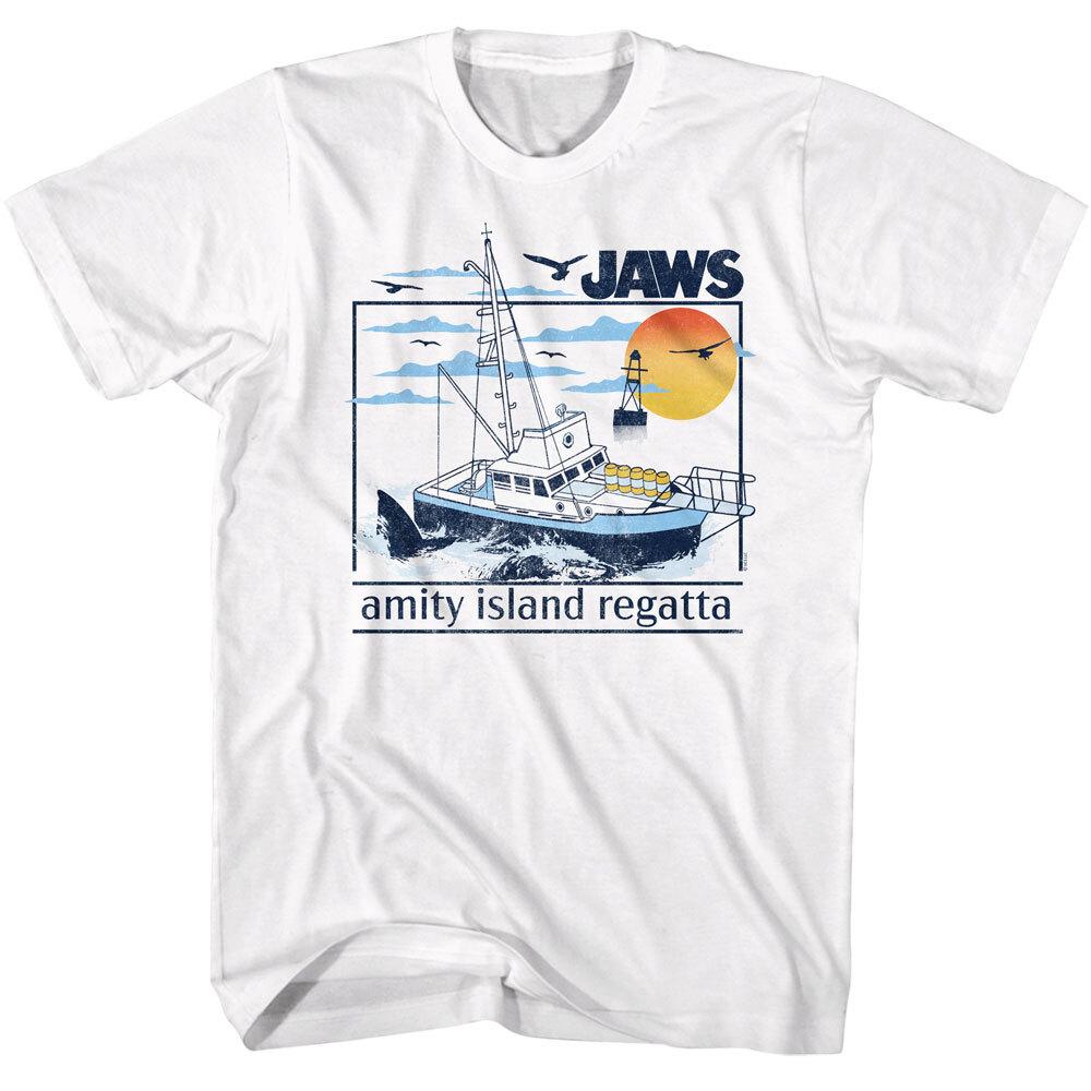 Jaws 70 Thriller Movie Amity Island Regatta Orco Boat Seagulls Men T Shirt XXL