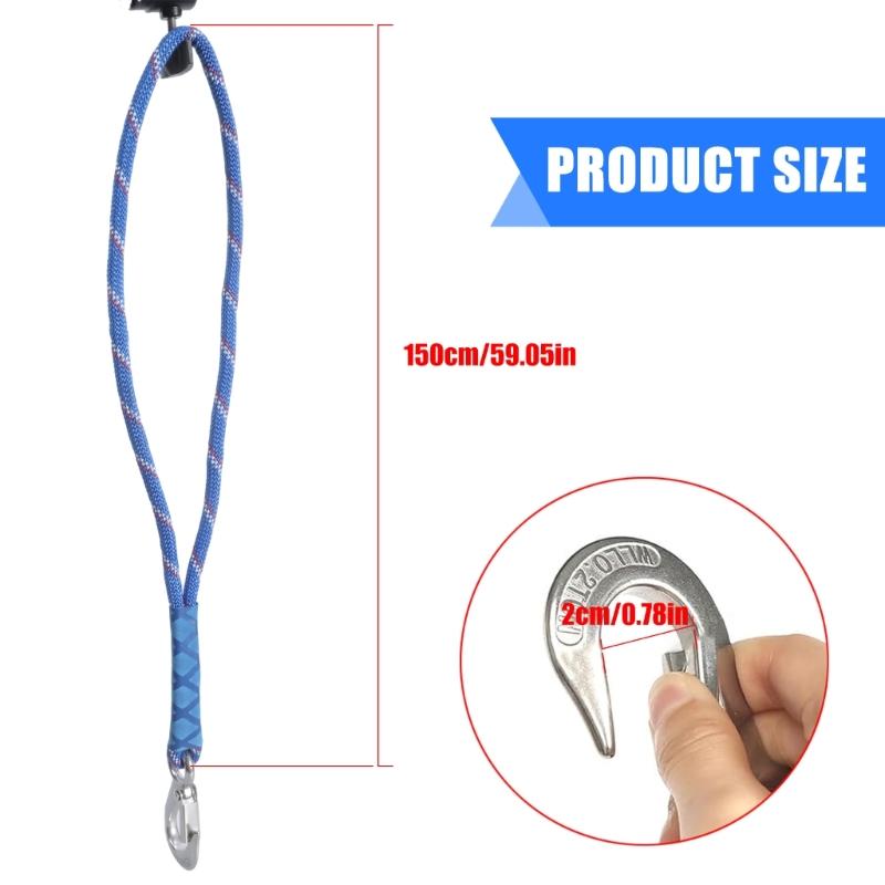 Weather Resistant 150cm Blue Hammock Attachment Rope with Hook for Outdoor Tree Hanging Chair and Playgrounds Activity