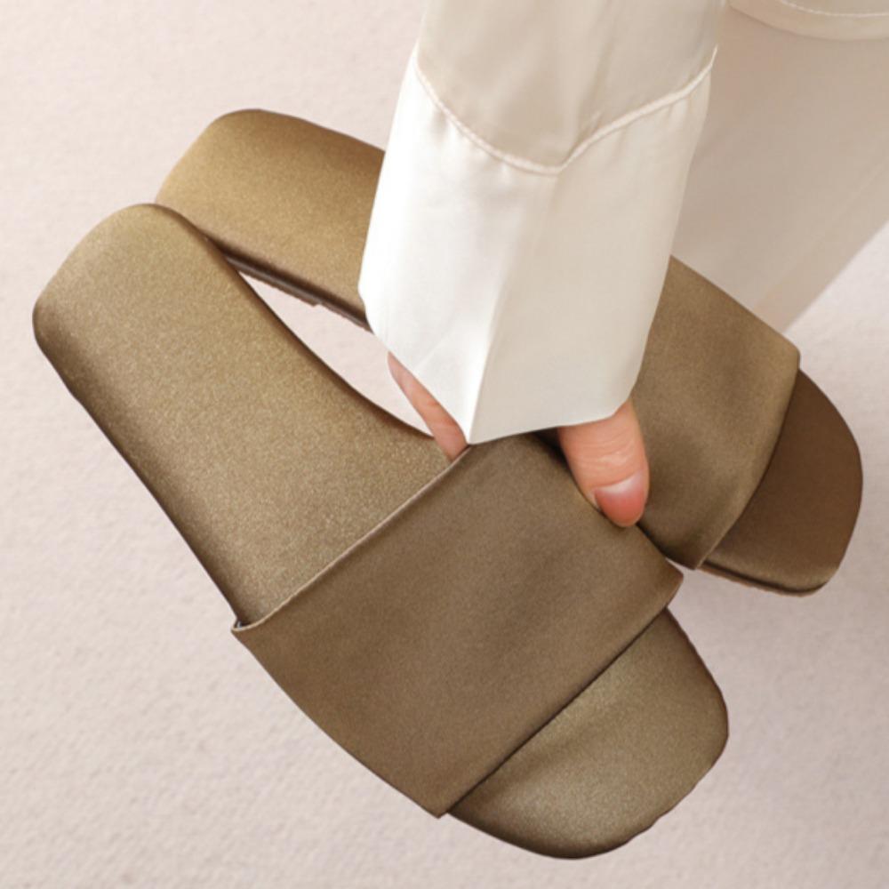 Women Slippers Indoor Home Slippers Outside 2025 Summer New Non Slip High End Sense Satin Slippers Women's Shoes Outer Wear