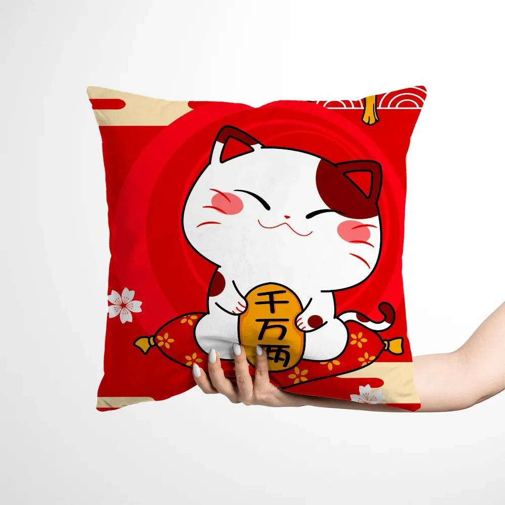 Decorative Cushions for Sofa Pillow Cover Fortune Cat Twin Size Bedding Cushion Cover Bedroom Decoration Living Room