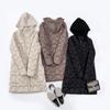Womens Lightweight Hooded Down Jacket Mid-Length Knit Collar Casual Coat 2025