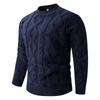 Winter 2025 Men's Thick Round Neck Diamond Cable Knit Pullover Sweater
