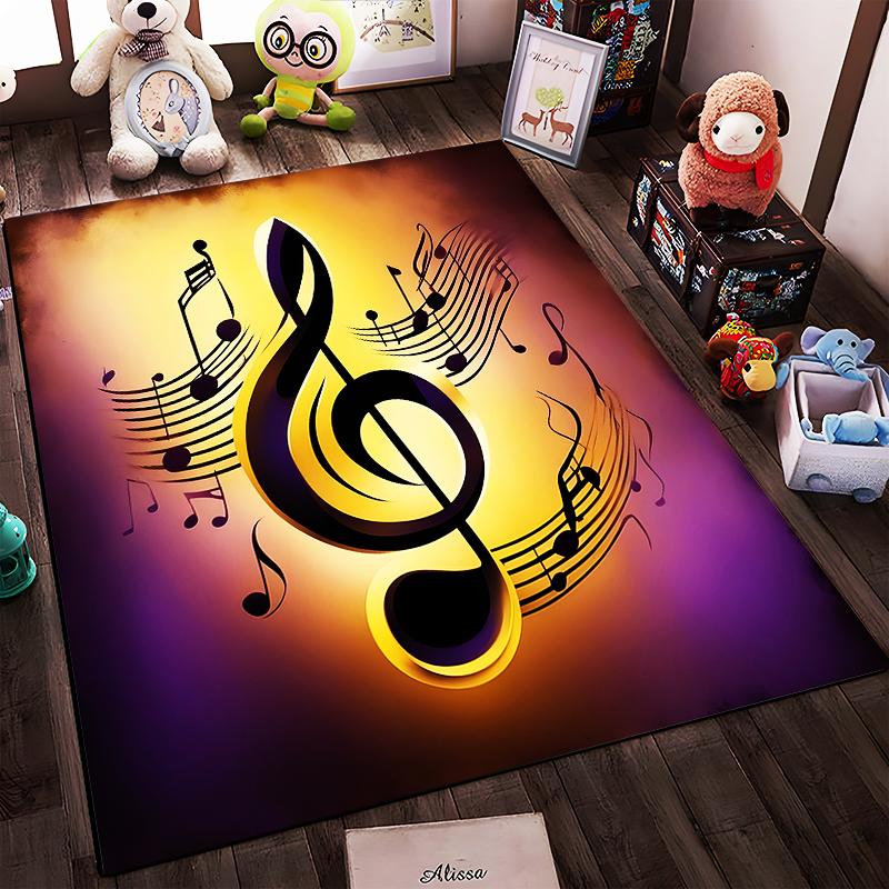 Music-Themed Carpet with Treble Clef Design and Vibrant Colors Suitable for use as an anti-slip for living room bedroom sofas