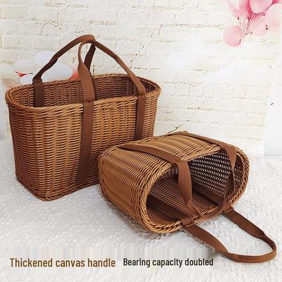 Handtasche aus Rattan - Obst- und Picknickkorb