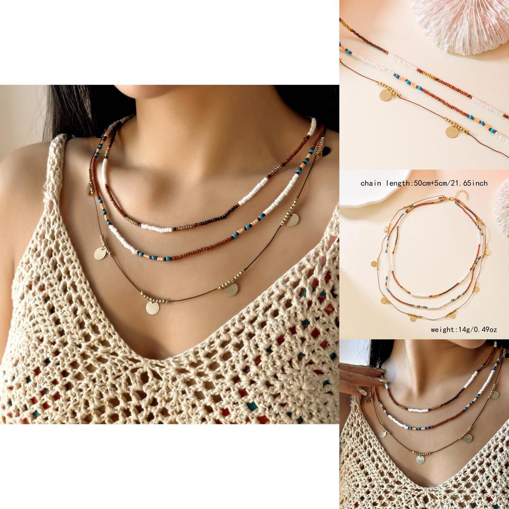Bohemian Style Beaded Necklace With Handmade Layered Choker For Women