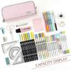 Large Capacity Pencil Case 3 Compartment Pouch Pen Bag For School Teen Girl Boy Men Women (pink)