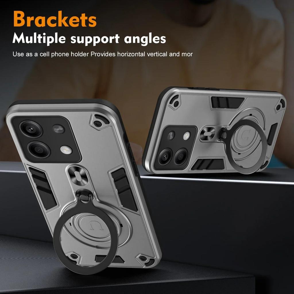 For Xiaomi Redmi Note 13 Pro plus 13C 5G 4G A3 Turbo 3 5G Case Car Magnetic 360° Rotate Ring Holder Armor Cover for POCO X6 Pro