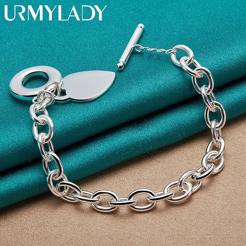 925 Sterling Silver Heart Brand Bracelet For Women Wedding Party OT Chain Fashion Jewelry