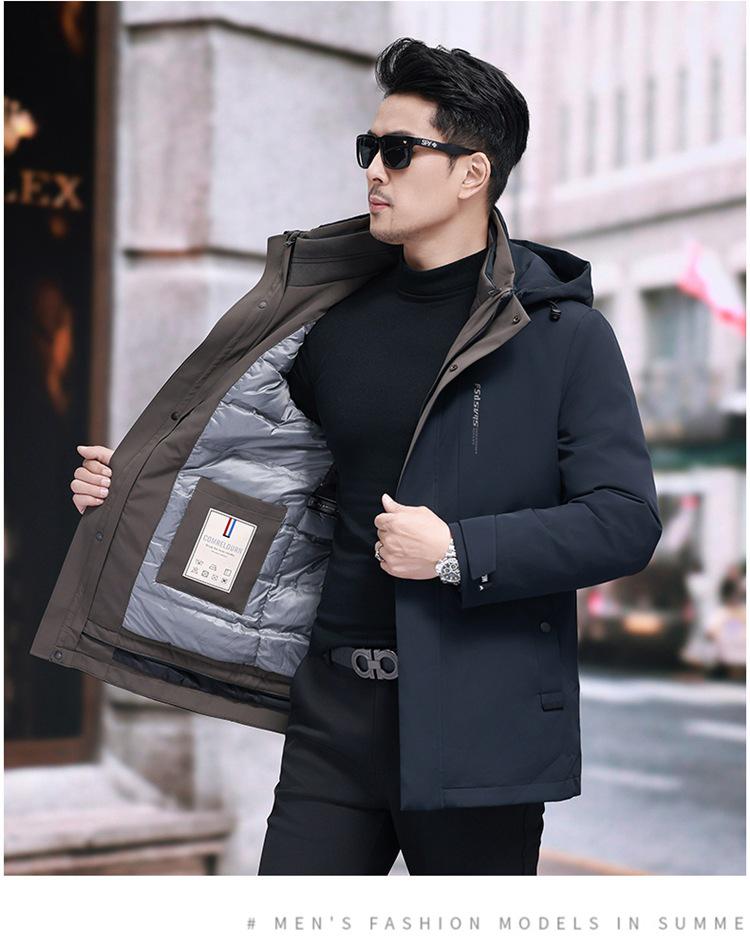 Men's 2025 Thickened Hooded Winter Down Jacket - Middle-aged Business Wear