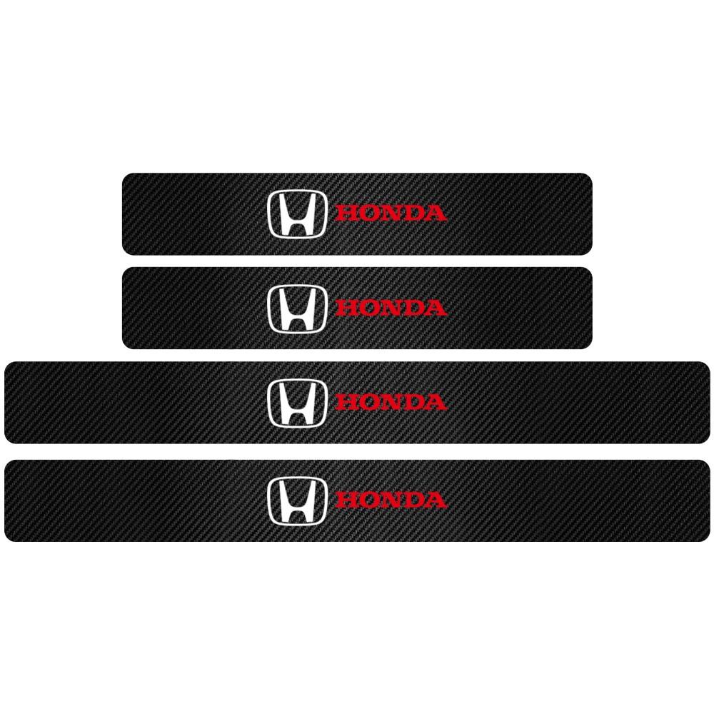 Dncr6 4Pcs Carbon Fiber Car Door Threshold Sill Sticker Badge For Honda Mugen Typer ACCORD Airwave Avancier Civic INSPIRE GK5 CRV XRV