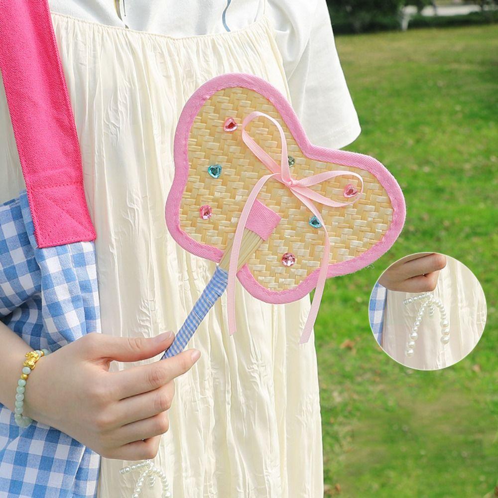 Handmade Banana Fan Cute Decorative Craft Fan Hand Cranked Pu Fan  Girl
