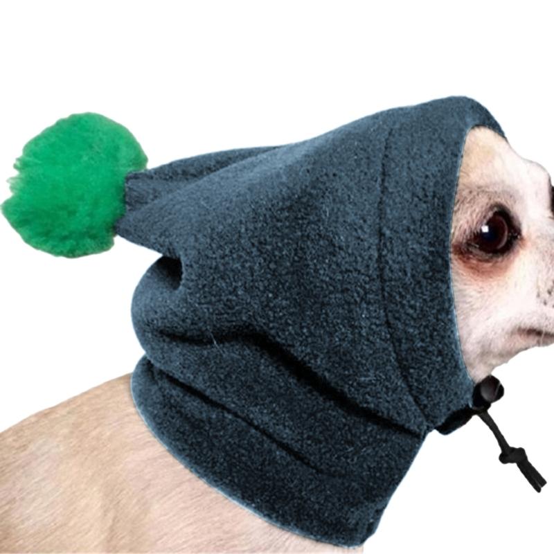 Warm Pet Hat Casual Solid Color Drawstring Adjustable Dog Hat with Pompom Winter Fashion Headgear Party Cosplay Hat
