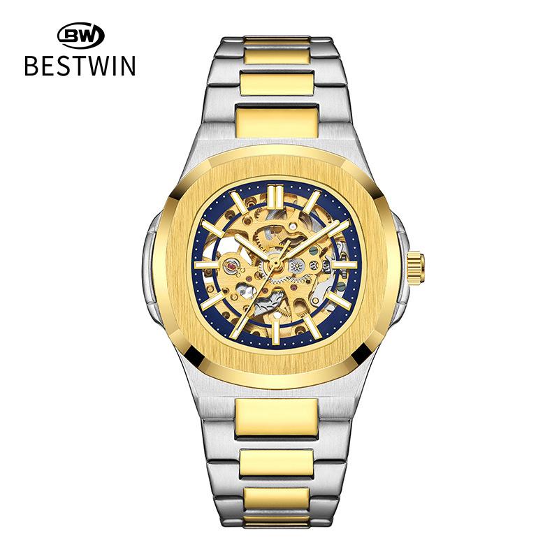 Double-sided hollow luminous men's watch, fully automatic mechanical watch, high-end waterproof men's watch, alloy watch