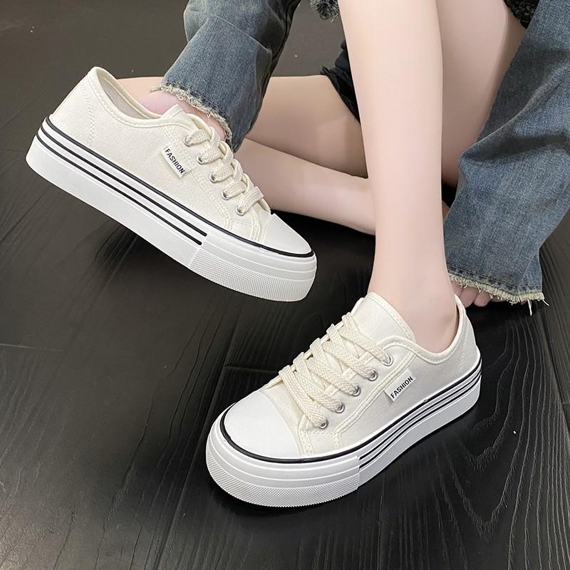 

Little white shoes women s spring and autumn new versatile platform canvas shoes casual color matching board shoes biscuit single shoes 35 бежевый