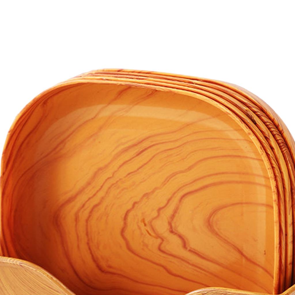 6 Pcs Serving Dish Square Wood Grain Spacious Design Snacks and Desserts Plate with Organizer
