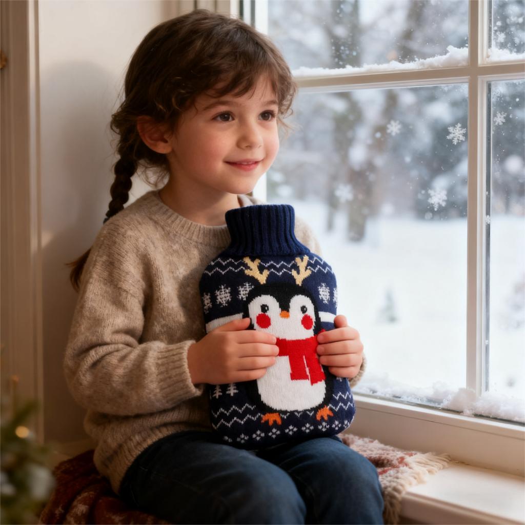 Świąteczny termofor, Ciepły ogrzewacz do rąk z motywem kreskówkowym, Dzianinowy, Gruby, Uroczy ogrzewacz do rąk