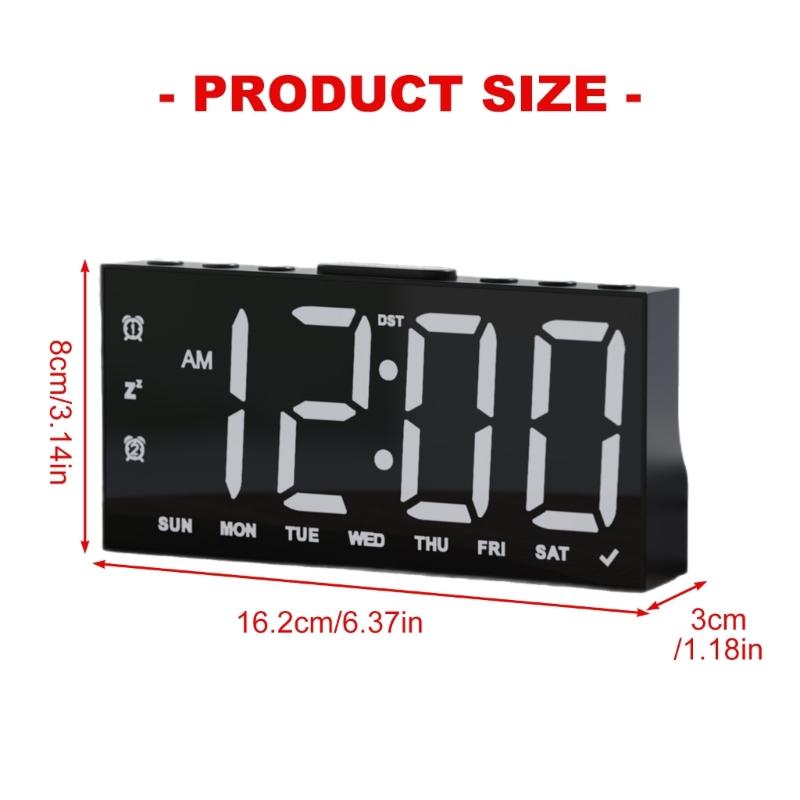 Modern Quiet Desk Clock With Bright LED Display Snoozes DST Function And Energy Efficient Design Two USB Charging Port