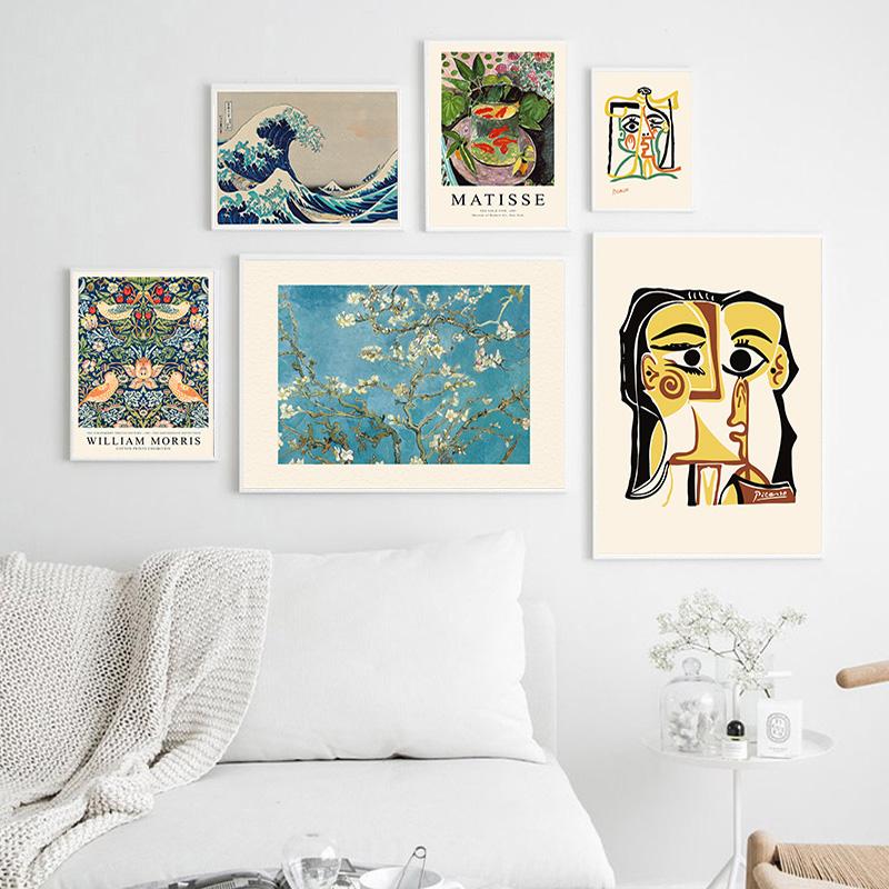 Van Gogh Matisse Picasso William Poster Drucke Raumdekoration Abstrakte Leinwandmalerei Blumenwandkunst für Wohnzimmer Wohnkultur