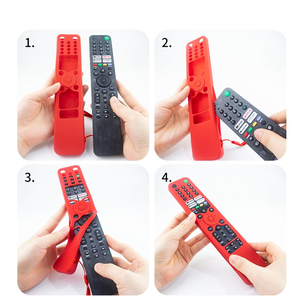 Silicone Remote Case Cover Anti-drop TV Remote Control Cover Shockproof with Lanyard for Sony RMF-TX520U MG3-TX520U Voice Remote