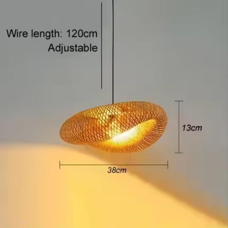 HandMade Vintage Bamboo Weaving LED Pendant Light Home Hanging Chandelier Lighting Living Room Kitchen Rattan Woven Lamp