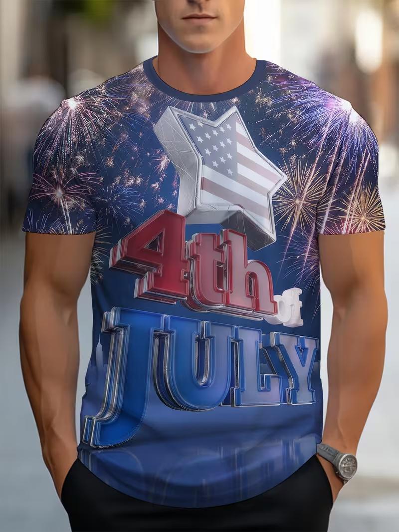 

Men s Retro 3D Graphic Print T-Shirt - Perfect for Daily Wear and Vacation XL