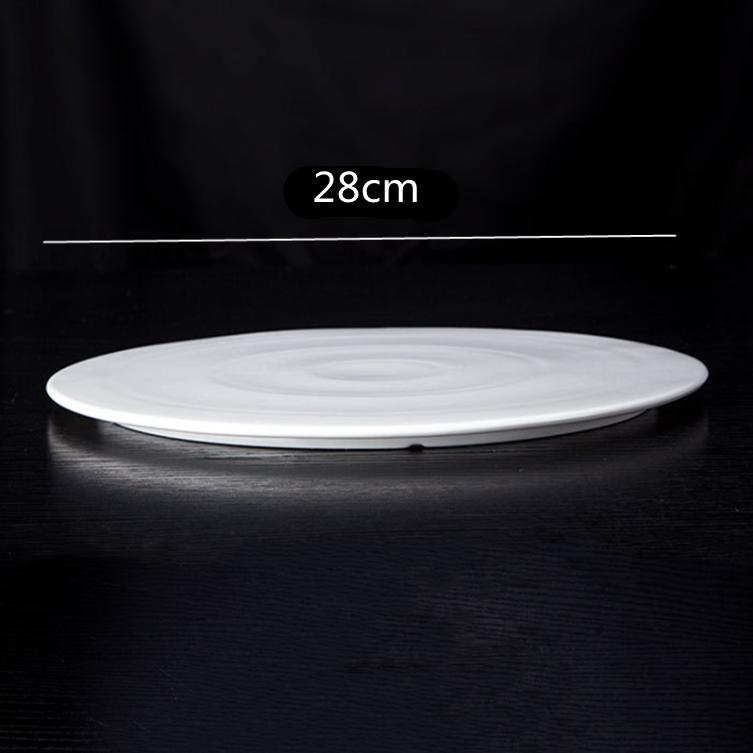White Ceramic Steak Plate Sushi Cake Dessert Flat Plate Characteristic Hotel Restaurant Dinner Plate Round Western Food Plate