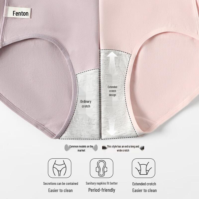 Fenteng Women's High-Waist 10A Antibacterial Cotton Underwear 4-Pack
