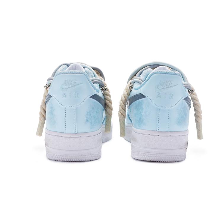 Nike Air Force 1 Leather Slip Resistant Abrasion Resistant Low Top Skateboard Shoes Women's Blue Gray DD8959-100(Team80-''T10)