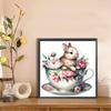 Rabbit and Flowers 5D DIY Full Drill Round Diamond Painting Kit for Home Decor
