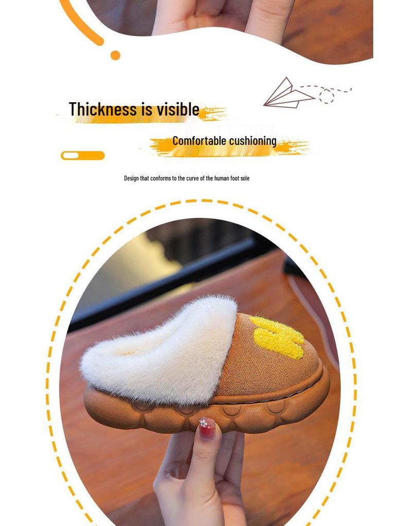 New Kids' Cotton Slippers: Plush, Thickened for Warmth, Ideal for Fall & Winter, Indoor & Outdoor