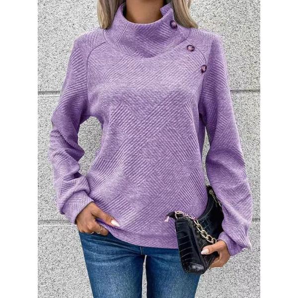 Женский свитшот с воротником-стойкой на молнии до половины с асимметричным вырезом горловины текстурированной подкладкой длинными рукавами для осени и зимы подходит для повседневной носки 5XL фиолетовый 2090₽