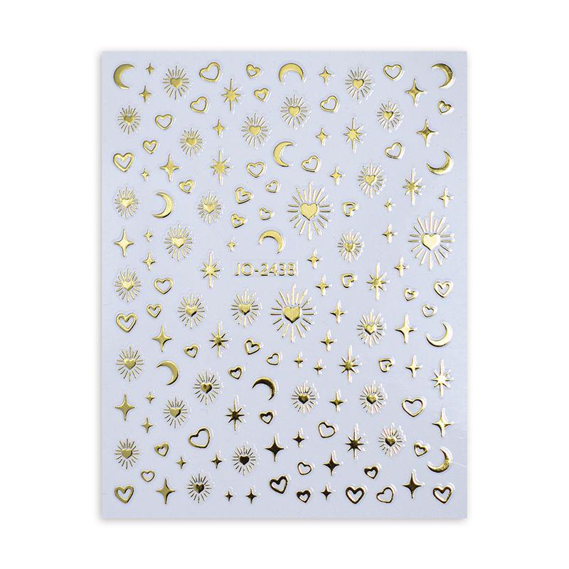 „Steaua și Luna Argintii Autocolante pentru unghii: Set de autocolante „Holow Love, Moon & Stars”