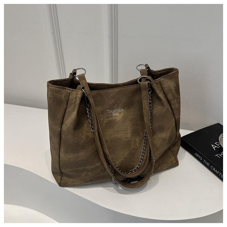 

Мода и досуг большая вместимость весна новая тенденция однотонный цепочка портативный плечевой тоут женская большая сумка коричневый