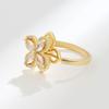 Geometric Flower Zircon Adjustable Ring For Women With Electroplated Copper Hand Jewelry