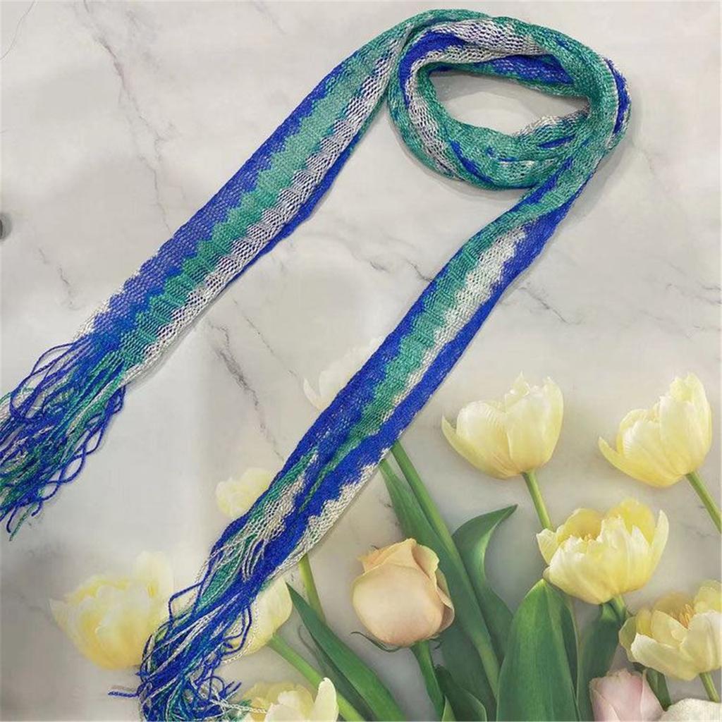 Lace Striped Neck Scarf With Tassels For Women and Teens Fashion Neck Accessories Perfect For Various Occasion Outfit
