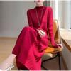 Long Knitted Dress Women's New Autumn and Winter Knee with Coat Base Temperament Thin Sweater Skirt