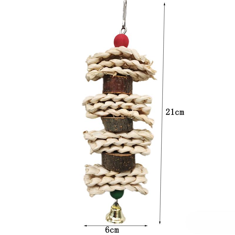Bird Toys Chewing Toy Parrot Cage Bite Toys Corn Husks Color Wood Beads Entertainment Toys for Small and Medium Parrots Birds