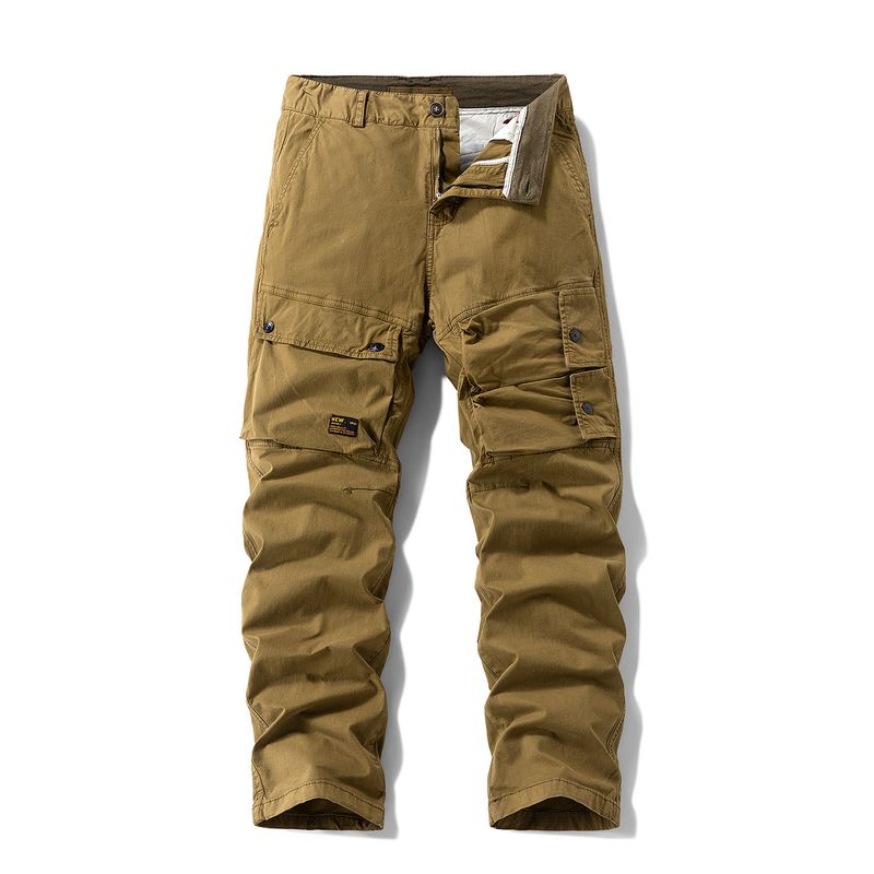 Men's Multi-Pocket Cargo Pants, Export Surplus, Autumn/Winter Thickened American-Style Casual Fashion Trendy Straight-Leg Trousers