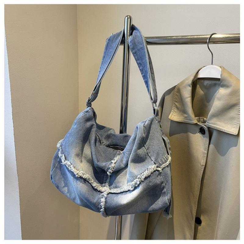Large Capacity Denim Pillow Bag Women 2025 New Retro Casual Tote Bag