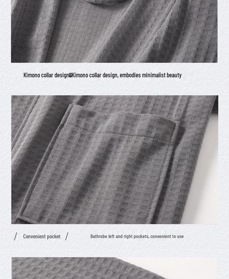 Lightweight Extra Long Waffle Bathrobe for Couples - Breathable Polyester Cotton, Perfect for Spring and Summer